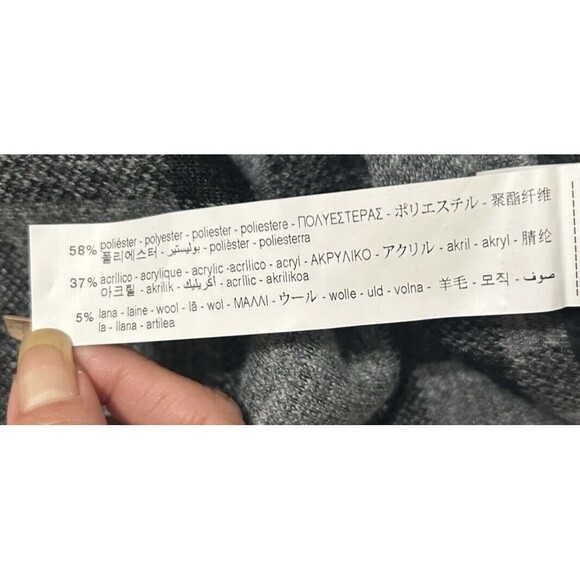 Zara Womens Wool Blend Gray Plaid Oversized Poncho Fringe Pocket Sweater Sz S - Picture 11 of 11